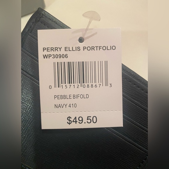 Perry Ellis Portfolio Slim Bifold Wallet Navy NWT - Picture 6 of 6